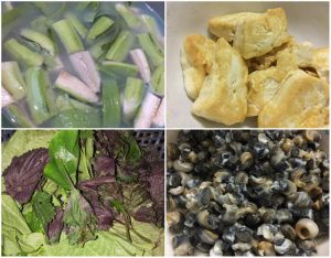 cách nấu ốc chuối đậu thịt - Nguyên liệu chuẩn bị cho 4 người ăn